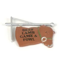 Department 56 Abel Beesley Butcher Beef, Lamb, Game, Fowl Hanging Sign Discount