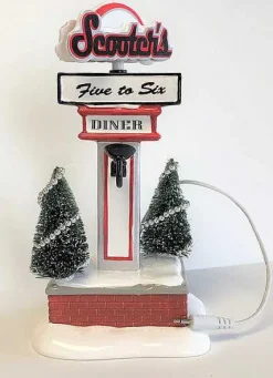 Department 56 Scooter's Diner Lit Sign New